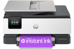 HP OfficeJet Pro 8138e printer, front view, paper tray open.