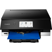 Canon PIXMA TS8350a printer, front view, paper tray open.