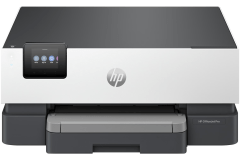 HP OfficeJet Pro 9110b printer, front view, paper tray open.