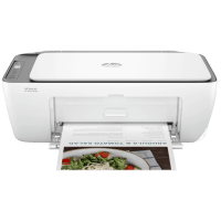 HP DeskJet Ink Advantage 2876 printer, front view, paper tray open.