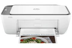 HP DeskJet Ink Advantage 2876 printer, front view, paper tray open.